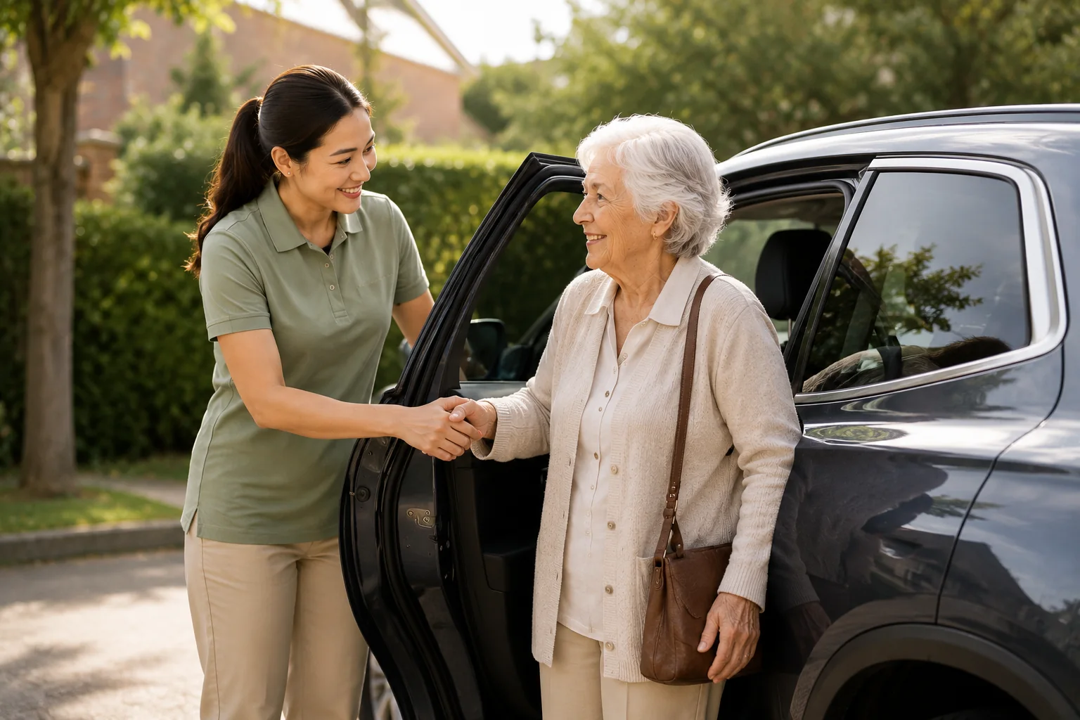 Heartside Care worker supporting an older client with transport and community access in Melbourne
